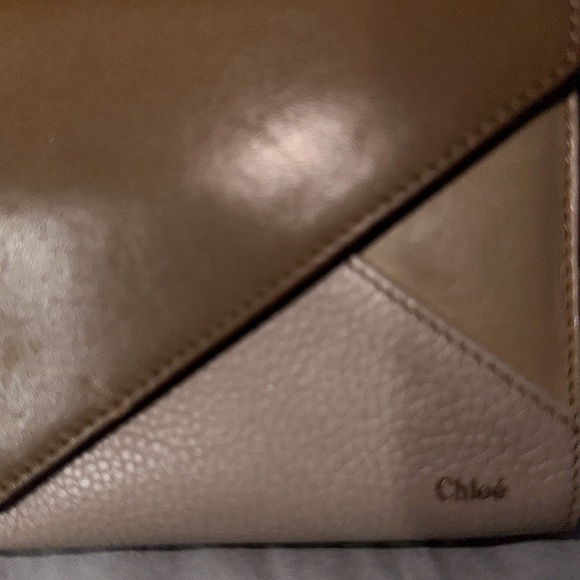Chloe authentic real leather three diff color tans big wallet snaps open 7 card - Picture 12 of 13